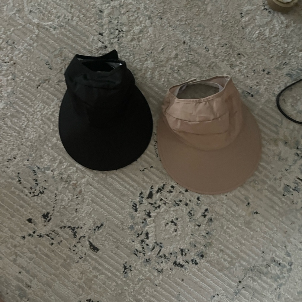 2 Stylish tan and Black Sun Visor with Floral Pattern